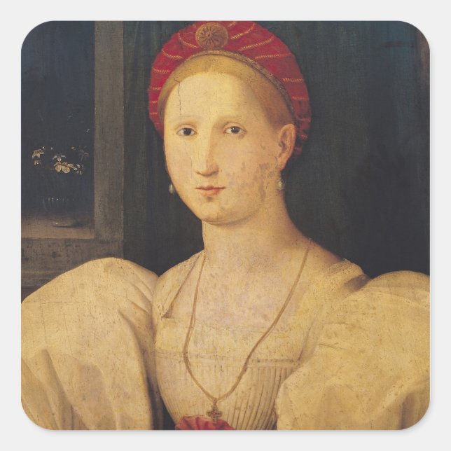 Pegatina Cuadrada Retrato de una mujer (Anverso)