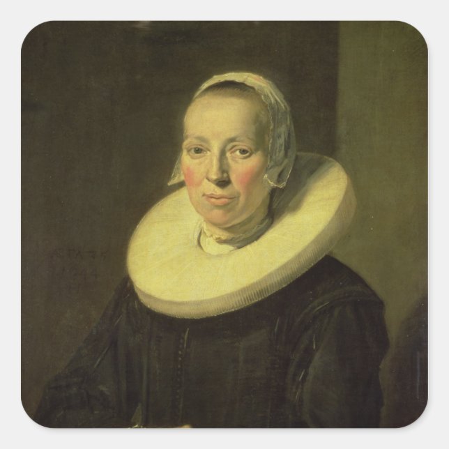 Pegatina Cuadrada Retrato de una mujer, 1644 (Anverso)