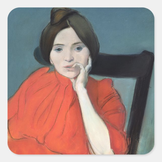 Pegatina Cuadrada Retrato de una mujer, 1890 (Anverso)