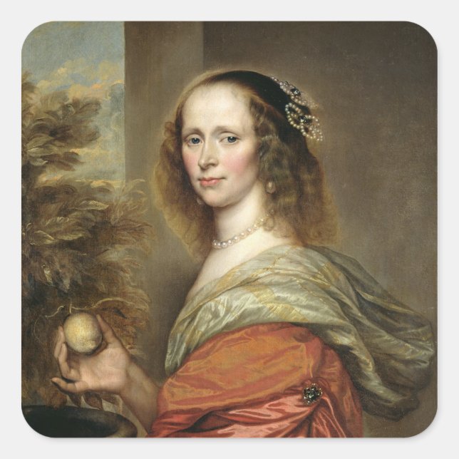 Pegatina Cuadrada Retrato de una mujer 2 (Anverso)