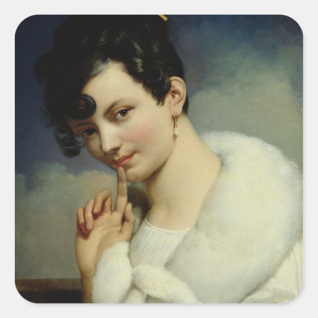 Pegatina Cuadrada Retrato de una mujer 3 (Anverso)