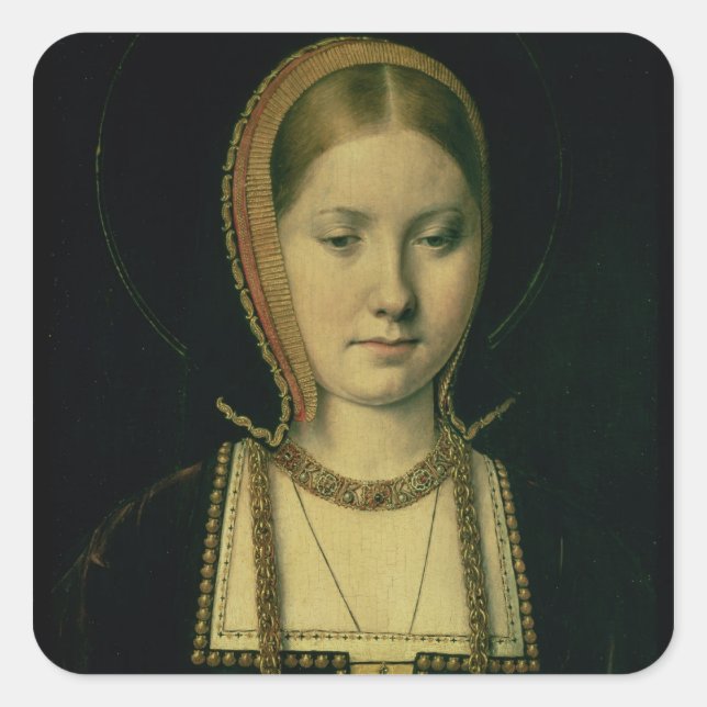 Pegatina Cuadrada Retrato de una mujer, posiblemente Catherine de Ar (Anverso)