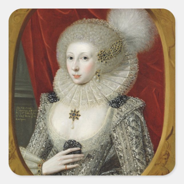 Pegatina Cuadrada Retrato de una mujer, posiblemente Frances Cotton, (Anverso)