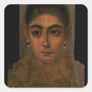 Pegatina Cuadrada Retrato de una mujer que lleva un oro pectoral,