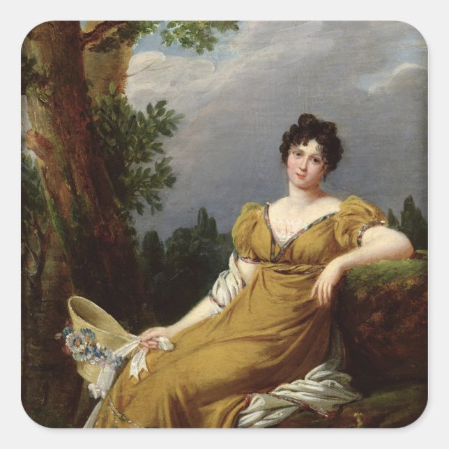Pegatina Cuadrada Retrato de una mujer sentada (Anverso)