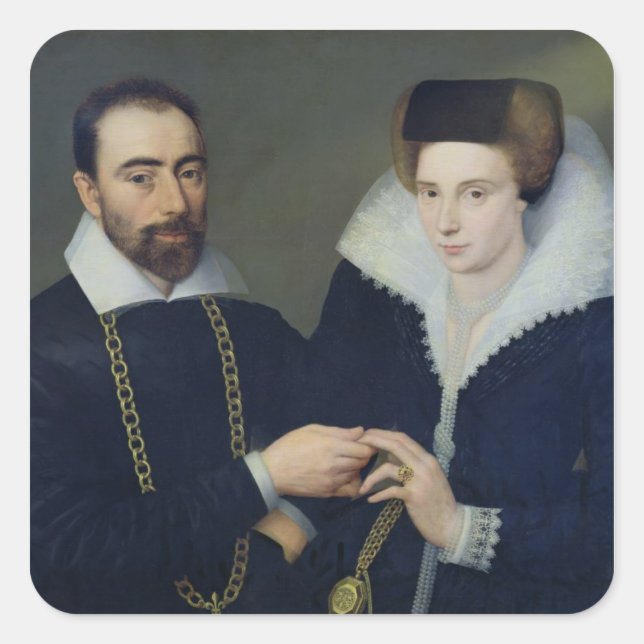 Pegatina Cuadrada Retrato de una pareja (Anverso)