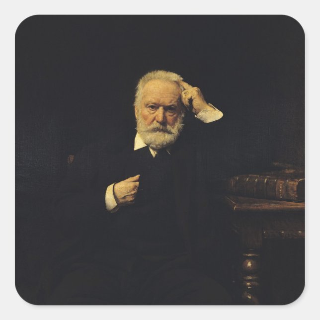 Pegatina Cuadrada Retrato de Victor Hugo 1879 (Anverso)