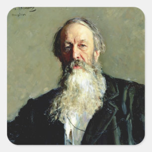 Pegatina Cuadrada Retrato de Vladimir Stasov, 1883