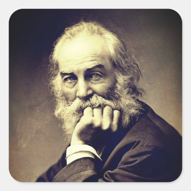 Pegatina Cuadrada Retrato de Walt Whitman (1869) (Anverso)
