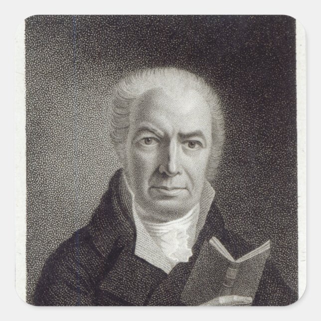 Pegatina Cuadrada Retrato de William Hayley (Anverso)