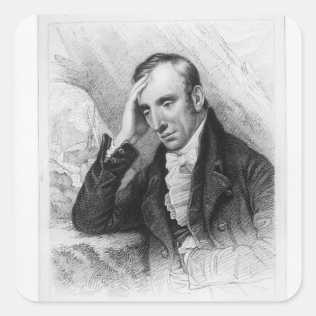 Pegatina Cuadrada Retrato de William Wordsworth (Anverso)
