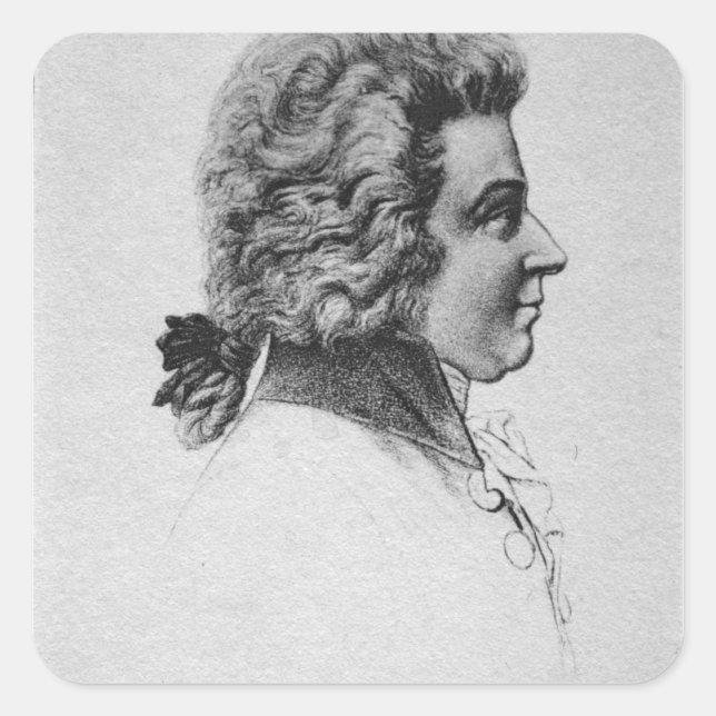 Pegatina Cuadrada Retrato de Wolfgang Amadeus Mozart (Anverso)