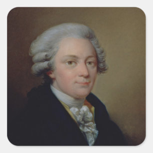 Pegatina Cuadrada Retrato de Wolfgang Amadeus Mozart