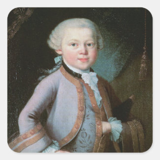 Pegatina Cuadrada Retrato de Wolfgang Amadeus Mozart