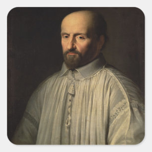 Pegatina Cuadrada Retrato del abad del santo Cyran, c.1643 (aceite