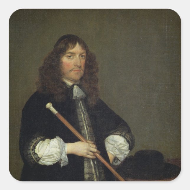 Pegatina Cuadrada Retrato del alcalde (Anverso)