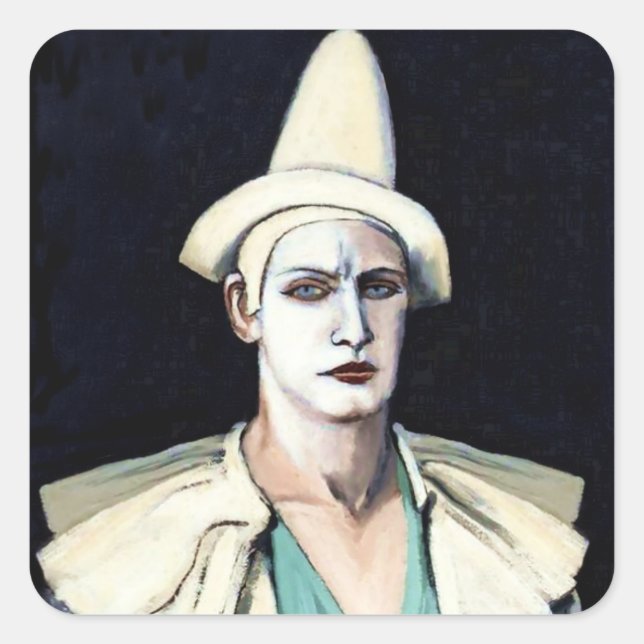 Pegatina Cuadrada Retrato del artista como payaso de Walt Kuhn (Anverso)