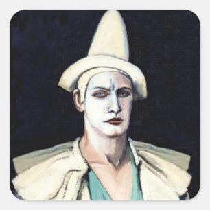 Pegatina Cuadrada Retrato del artista como payaso de Walt Kuhn