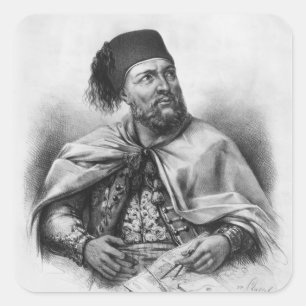Pegatina Cuadrada Retrato del bajá de Ibrahim, 1840