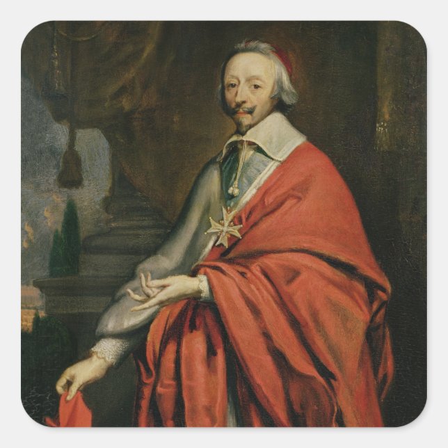 Pegatina Cuadrada Retrato del Cardenal de Richelieu (Anverso)