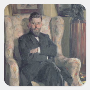 Pegatina Cuadrada Retrato del coleccionista Alexei A. Bakhrush