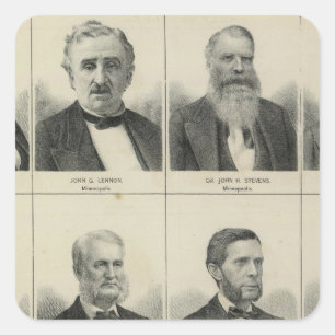 Pegatina Cuadrada Retrato del colono temprano Morrison, Minnesota