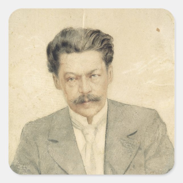 Pegatina Cuadrada Retrato del compositor Anton Arensky (Anverso)