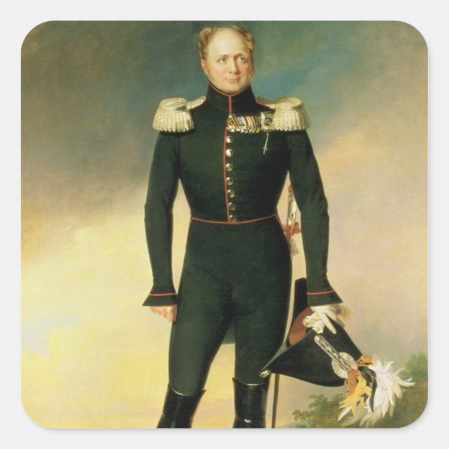 Pegatina Cuadrada Retrato del emperador Alejandro I 1825 (Anverso)
