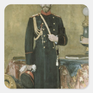 Pegatina Cuadrada Retrato del emperador Nicolás II 1895
