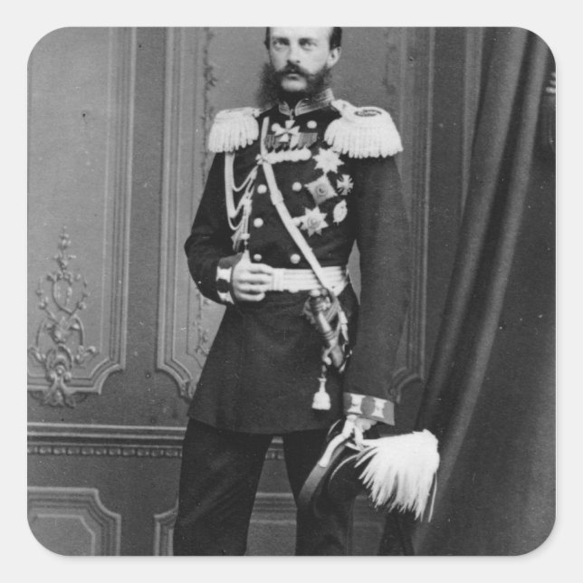Pegatina Cuadrada Retrato del Gran Duque Michael Nikolaevich (Anverso)