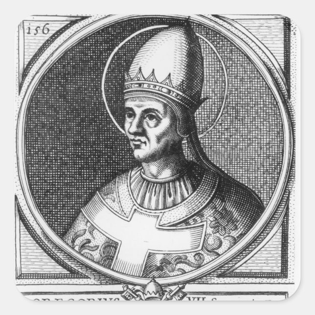 Pegatina Cuadrada Retrato del Papa Gregorio VII (Anverso)