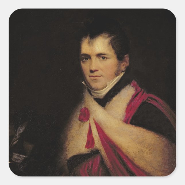 Pegatina Cuadrada Retrato del Reverendo Edward Daniel Clarke c.1822 (Anverso)