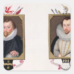 Pegatina Cuadrada Retrato doble de sir Francis Drake (c.1540-96) a