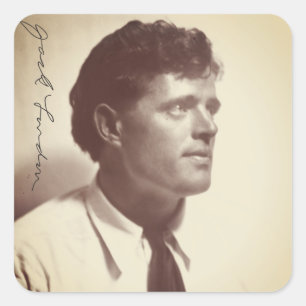 Pegatina Cuadrada Retrato fotográfico de Jack London