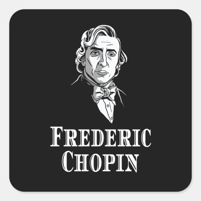 Pegatina Cuadrada Retrato Frederic Chopin (Anverso)