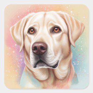 Pegatina Cuadrada Retrato mágico de Dreamy Labrador Recuperever