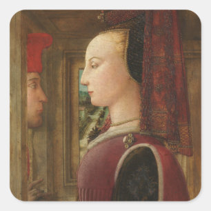 Pegatina Cuadrada Retrato Mujer Hombre Casement Filippo Lippi pintur
