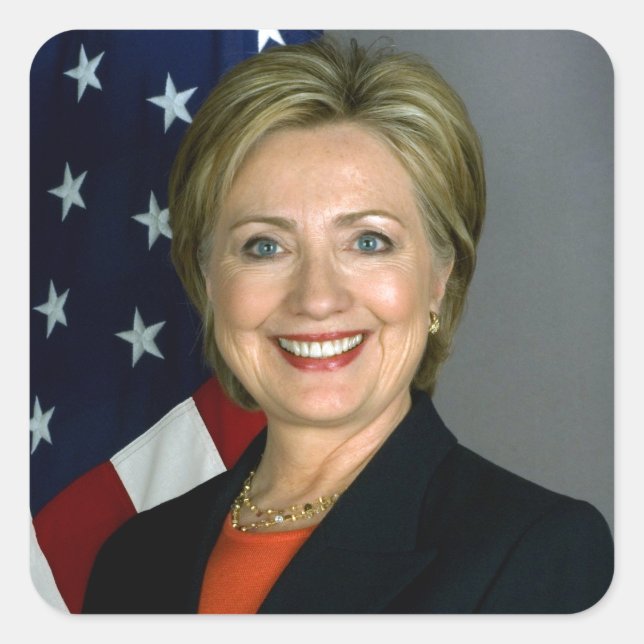 Pegatina Cuadrada Retrato Oficial de Hillary Clinton (Anverso)