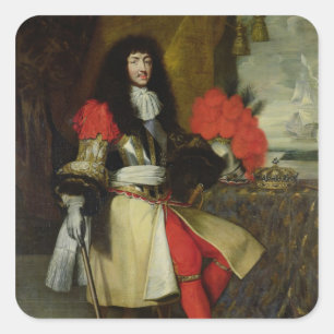 Pegatina Cuadrada Retrato sentado de Luis XIV después de 1670