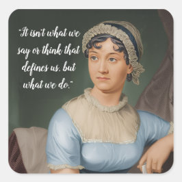 Pegatina Cuadrada retrato y cita de Jane Austen
