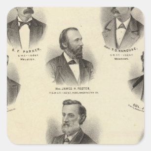 Pegatina Cuadrada Retratos de BF Parker, TD Kanouse