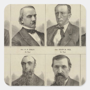 Pegatina Cuadrada Retratos de colonos tempranos de Minnesota