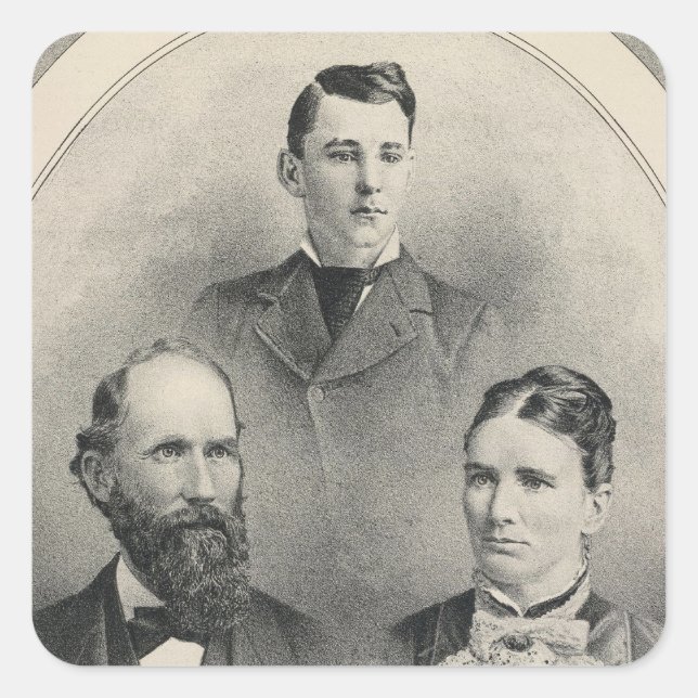 Pegatina Cuadrada Retratos de la familia Chiles (Anverso)