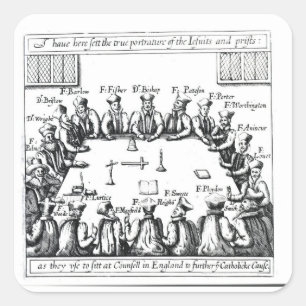 Pegatina Cuadrada Retratos de las jesuitas y de los sacerdotes