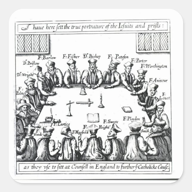 Pegatina Cuadrada Retratos de los jesuitas y sacerdotes (Anverso)