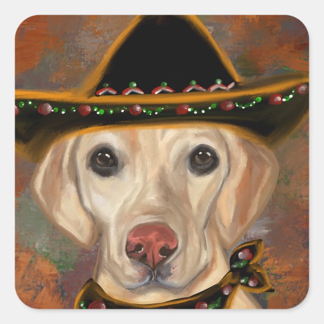 Pegatina Cuadrada Retriever de Labrador    (Anverso)