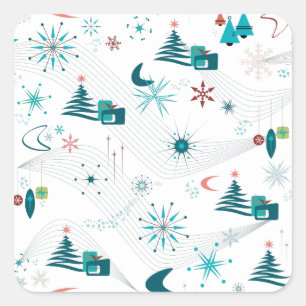 Pegatina Cuadrada Retro A Navidades Go-Go