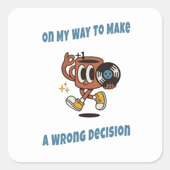 Pegatina Cuadrada Retro Aesthetic Coffee Sticker – Funny Decisions (Anverso)