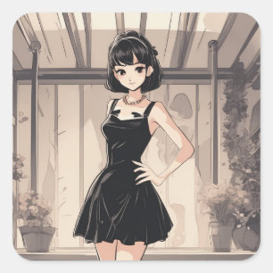 Pegatina Cuadrada Retro Anime LBD Art Decal - Edición limitada