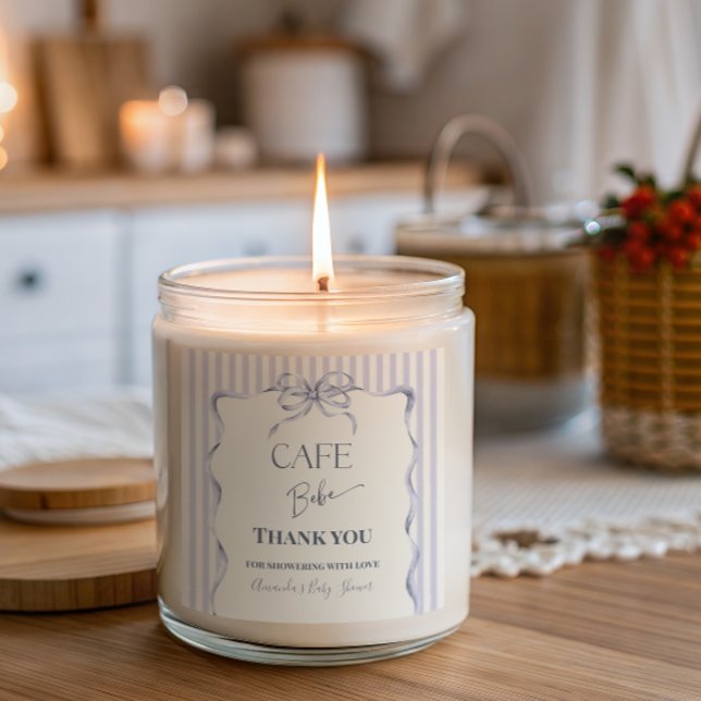 Pegatina Cuadrada Retro Blue Bow Cafe Bebe Boy Coffee Baby Shower (Subido por el creador)